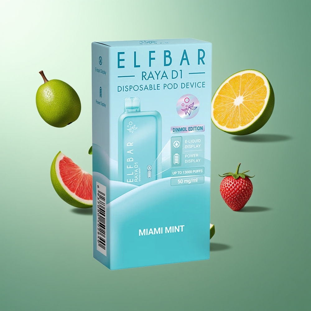 Elf Bar Raya D1 13000 Puffs Belgique Grossiste Menthe de Miami 18ml 650mAh