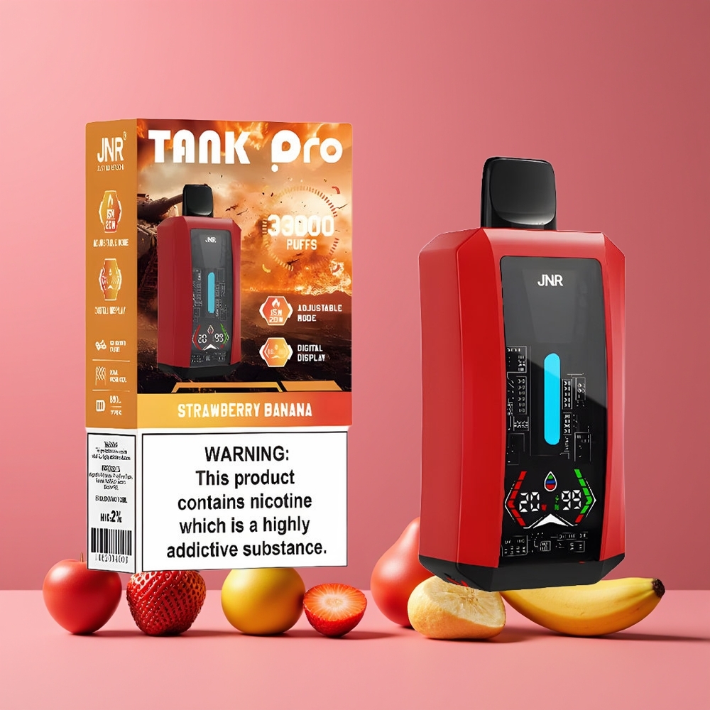 Fraise Banane JNR Tank Pro 33000 Puffs Belgique Grossiste 28ml 2 Nicotine