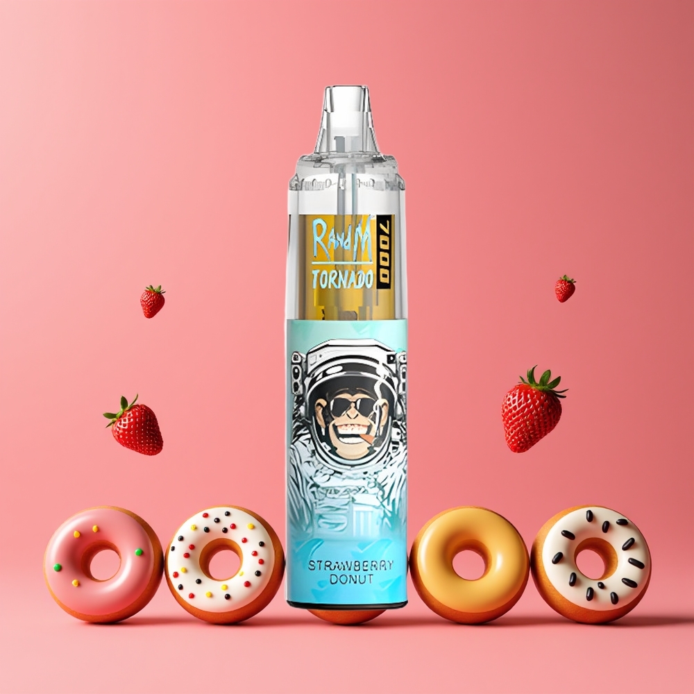 Fraise Donut RandM Fumot Tornado 7000 Puffs 14ML Belgique Grossiste Mesh Coil