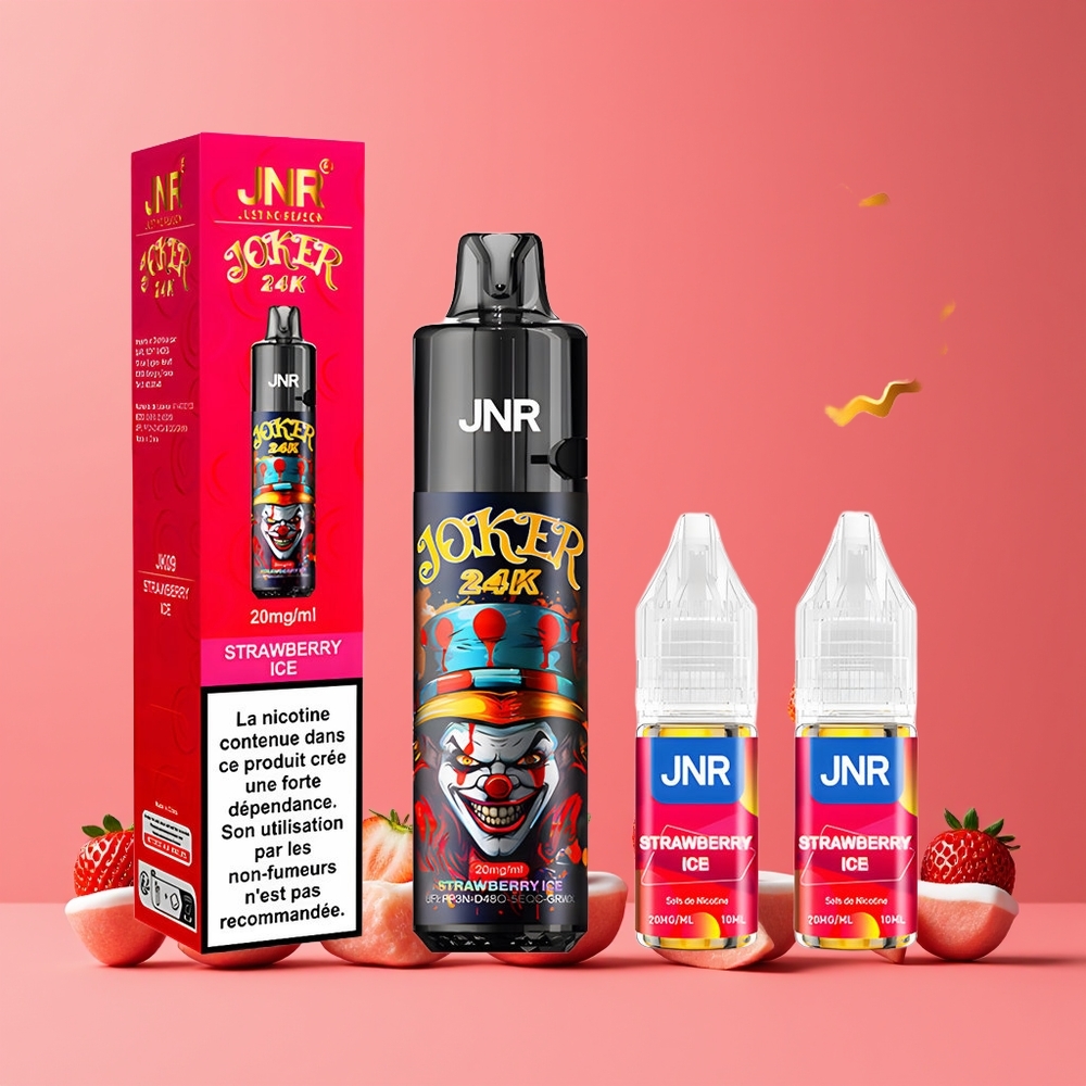 Fraise Glace JNR Joker 24000 Puffs 2 Nicotine 24000 Bouffées Belgique Grossiste Type-C Charging