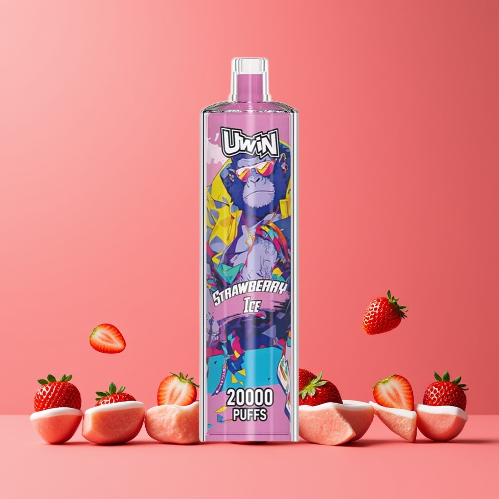 Fraise Glace Uwin Shisha Crystal 20000 Puffs 22ml Belgique Grossiste Type-C Mesh Coil