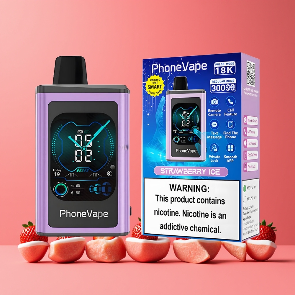Fraise Glacée JNR PhoneVape 30000 bouffées Belgique Grossiste Turbo Mode Batterie Rechargeable 850mAh