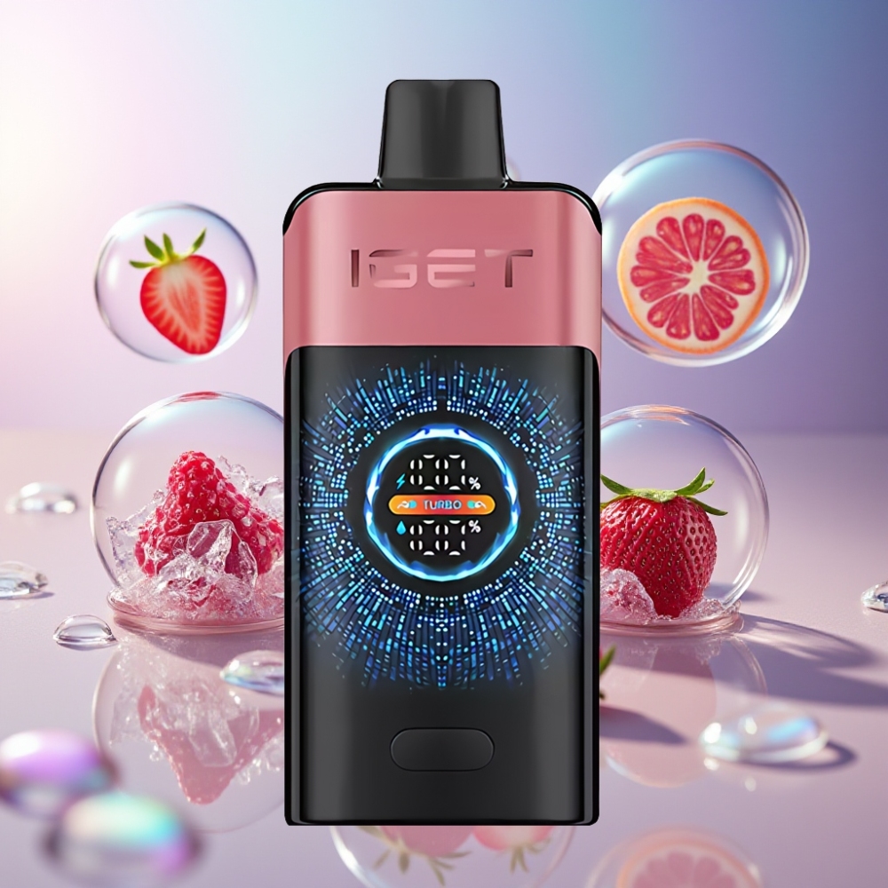 Fraise Grenade Glacée IGET ONE 12000 Puffs Belgique Grossiste 2700 mAh Large Curved Color Screen