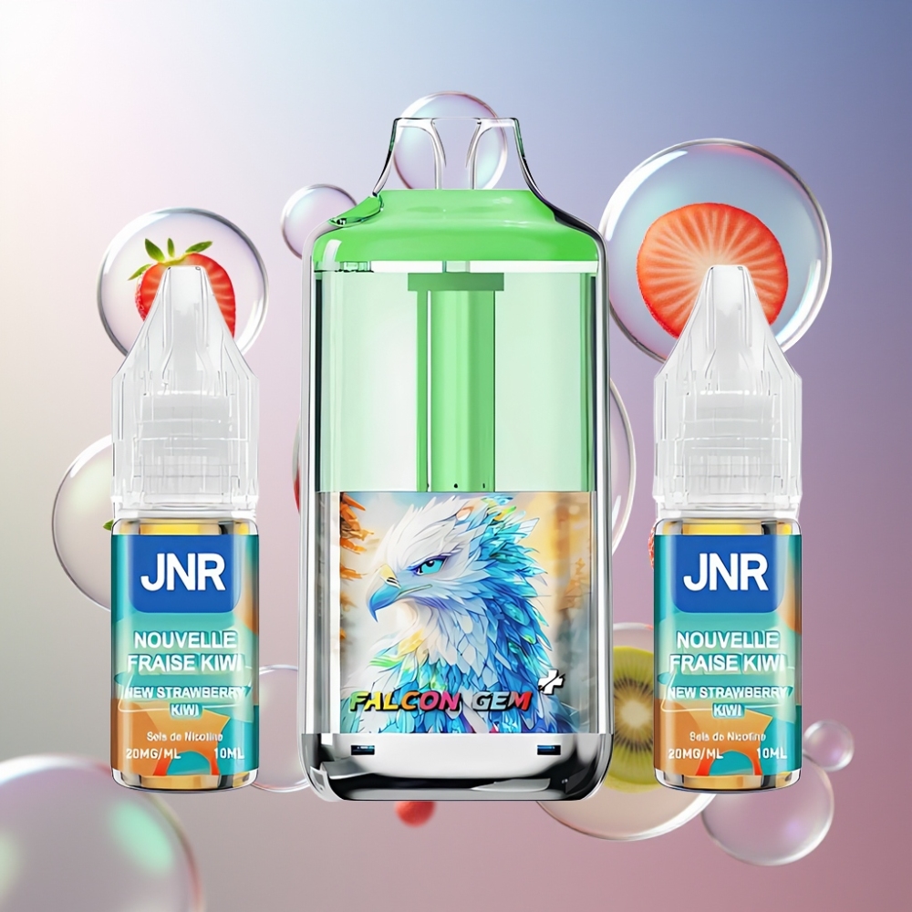 Fraise Kiwi JNR Falcon GEM⁺ 30000 Puffs Belgique Grossiste Réservoir Visible et Double Mesh