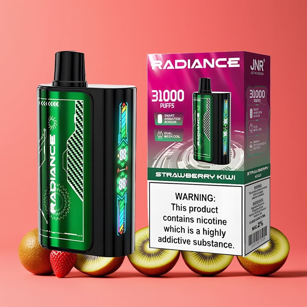 Fraise Kiwi JNR Radiance 31000 Puffs 28ml Belgique Grossiste Dual Mesh Coil