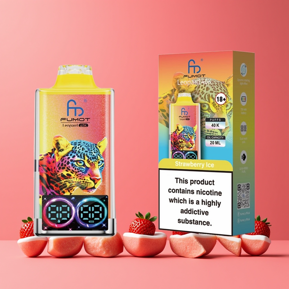 Fraise Menthe Fumot Leopard 40000 Puffs Belgique Grossiste 5 Nicotine Dual Mesh