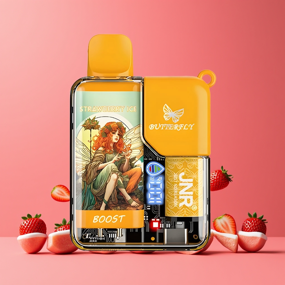 Fraise Menthol JNR Butterfly 8500 Puffs 15ml Belgique Grossiste 10ohm Mesh Coil
