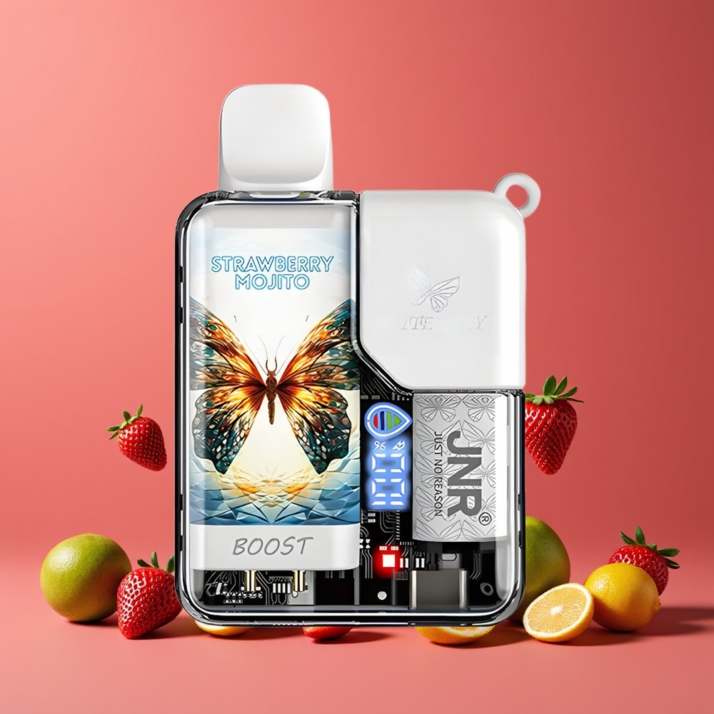 Fraise Mojito JNR Butterfly 8500 Puffs Belgique Grossiste 15ml Écran Numérique