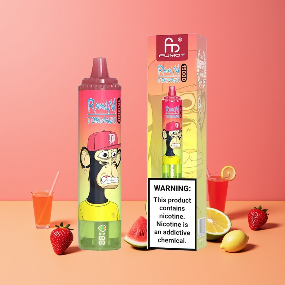 Fraise Pastèque Citronné RandM Fumot Tornado 15000 Puffs Belgique Grossiste 25ml Mesh Coil