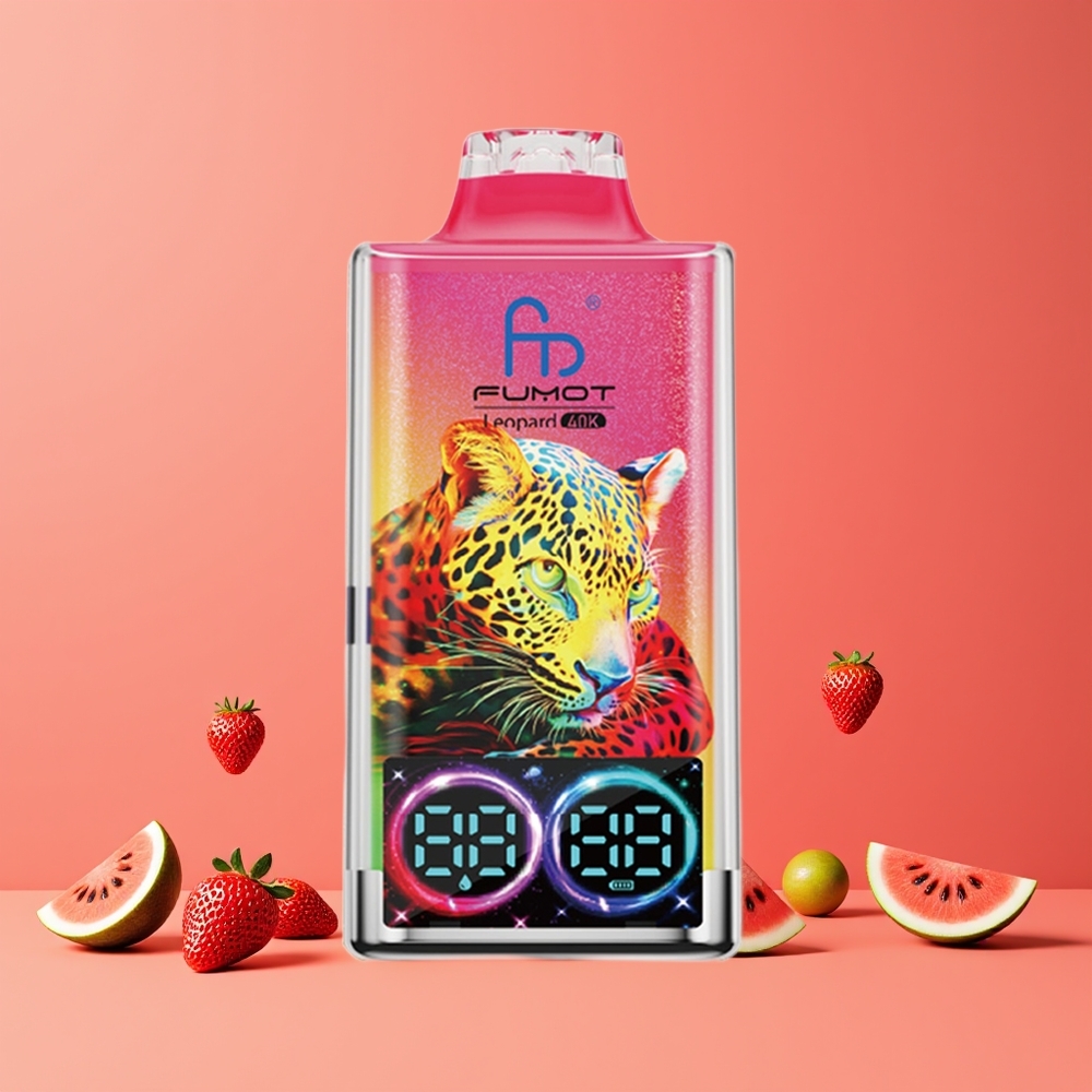 Fraise Pastèque Fumot Leopard 40K Puffs 5 Nicotine Dual Mesh Belgique Grossiste