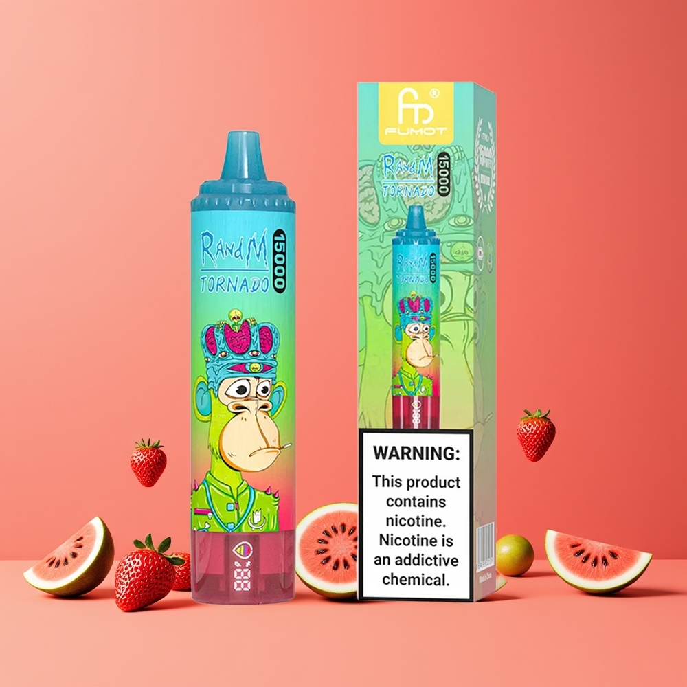 Fraise Pastèque RandM Fumot Tornado 15000 Puffs 25ml Belgique Grossiste USB Type-C