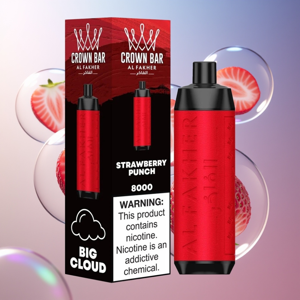 Fraise Punch Al Fakher Crown Bar 8000 Puffs 18ml Belgique Grossiste USB-C 600mAh