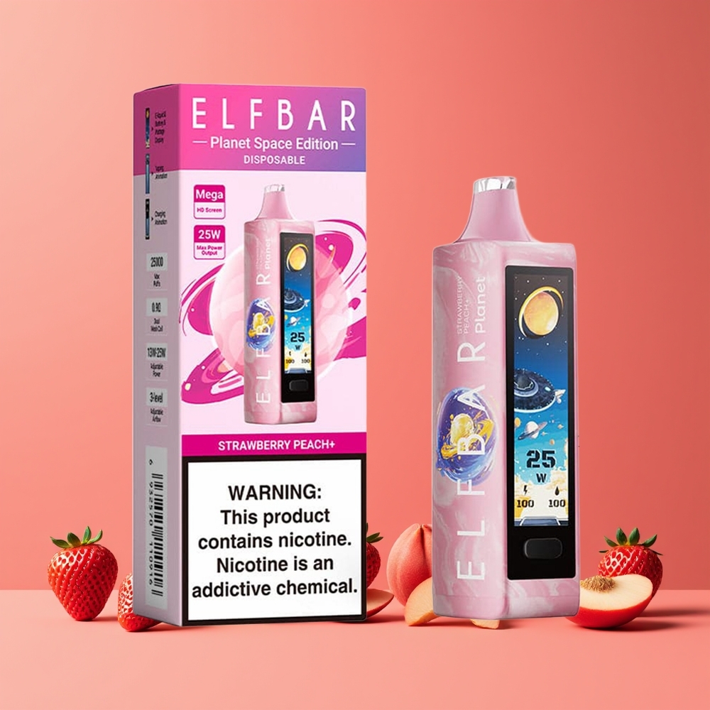 Fraise Pêche ELF BAR Planet 25000 Puffs Belgique Grossiste 18ml 800mAh Mesh