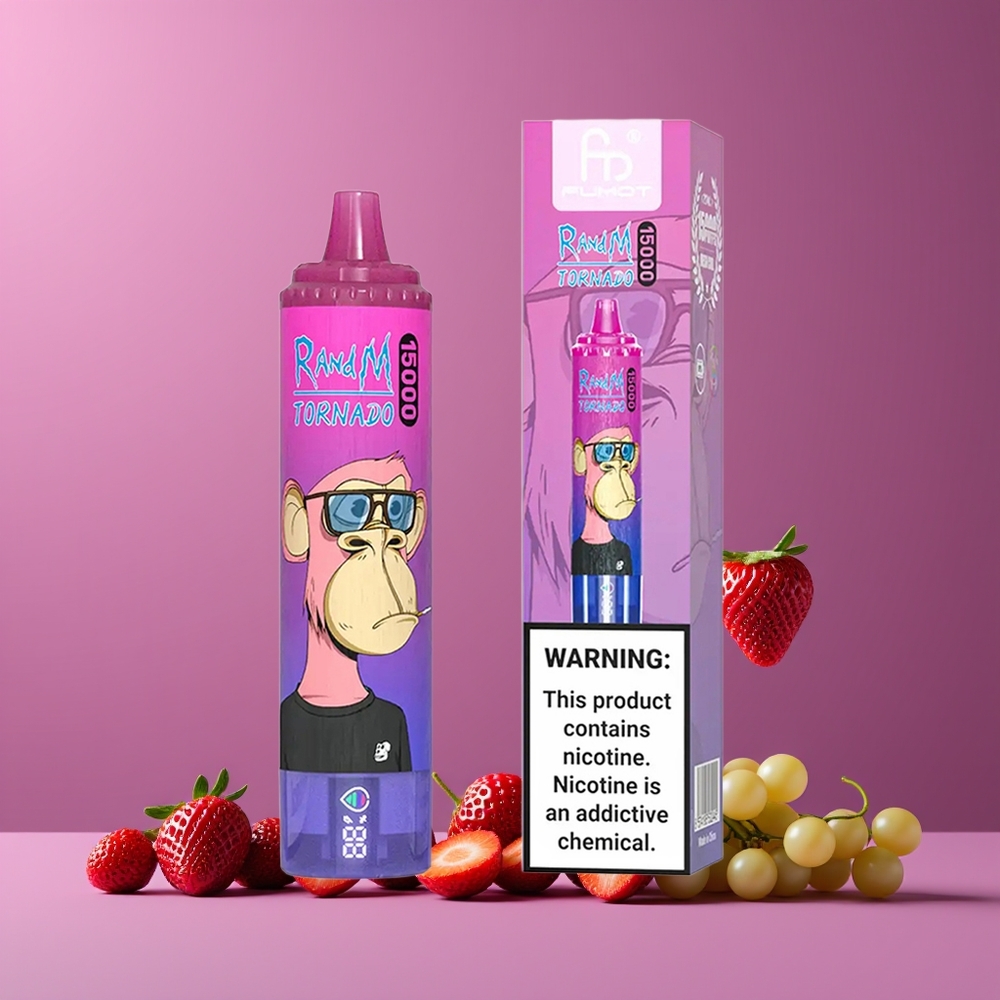 Fraise Raisin RandM Fumot Tornado 15000 Puffs Belgique Grossiste 25ml 850mAh