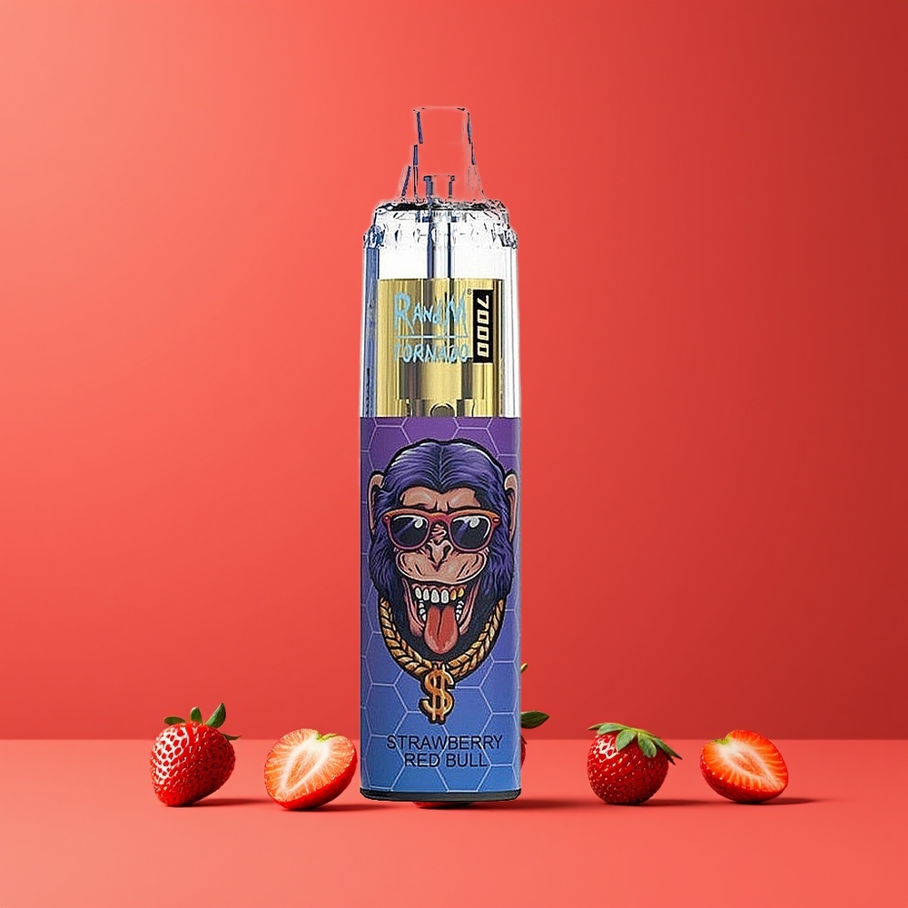 Fraise Red Bull RandM Fumot Tornado 7000 Bouffées Belgique Grossiste 14ML Air-Ajustable