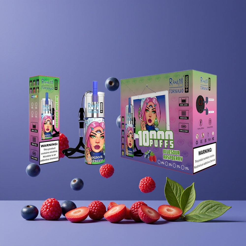 Framboise Bleu Sour RandM Fumot Original Tornado 10000 Plus 20 ml Belgique Grossiste Mesh Coil Type-C