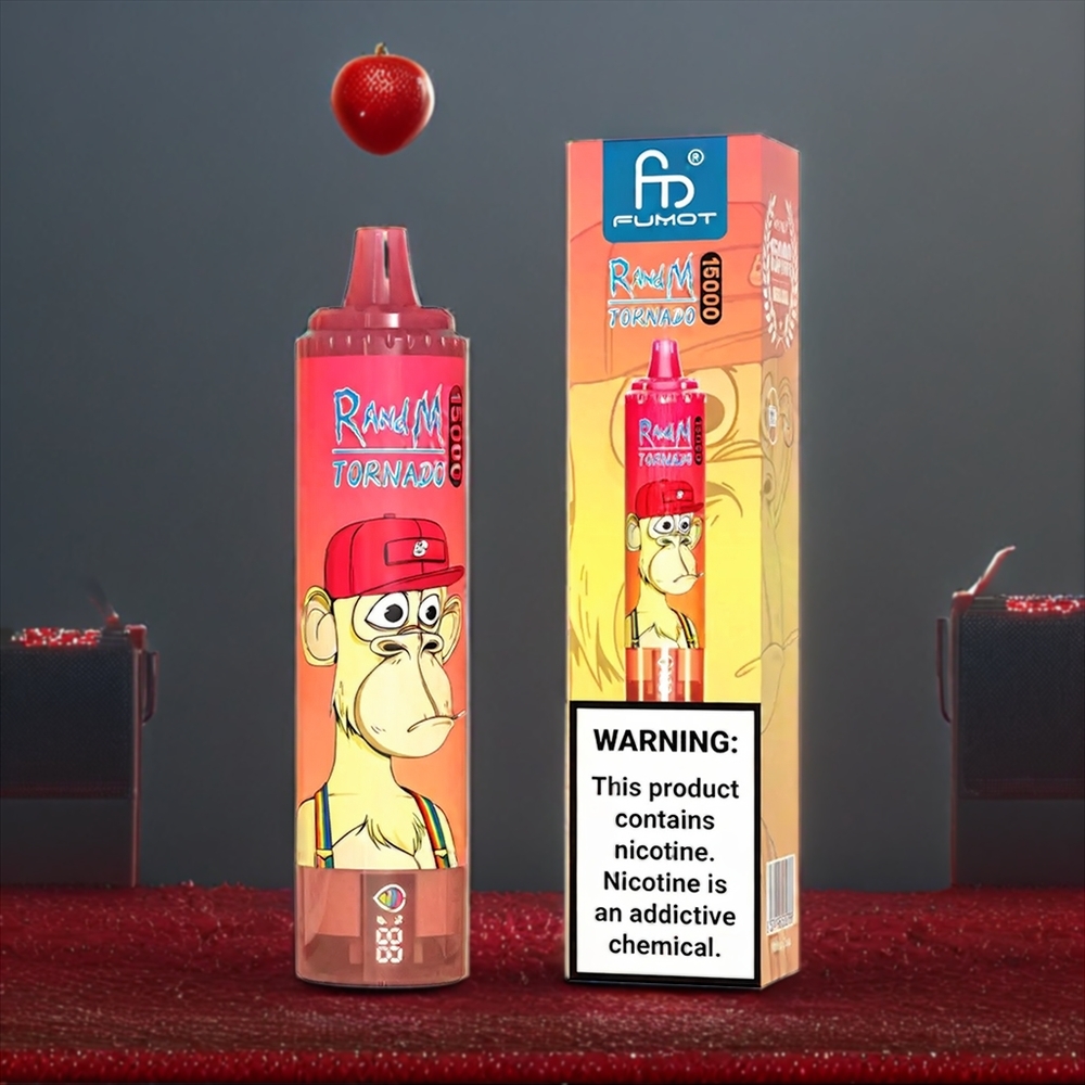 Fumot RandM Tornado 15000 Puffs 25ml LCD Belgique Grossiste E-Cigarette Fraise Red Bull
