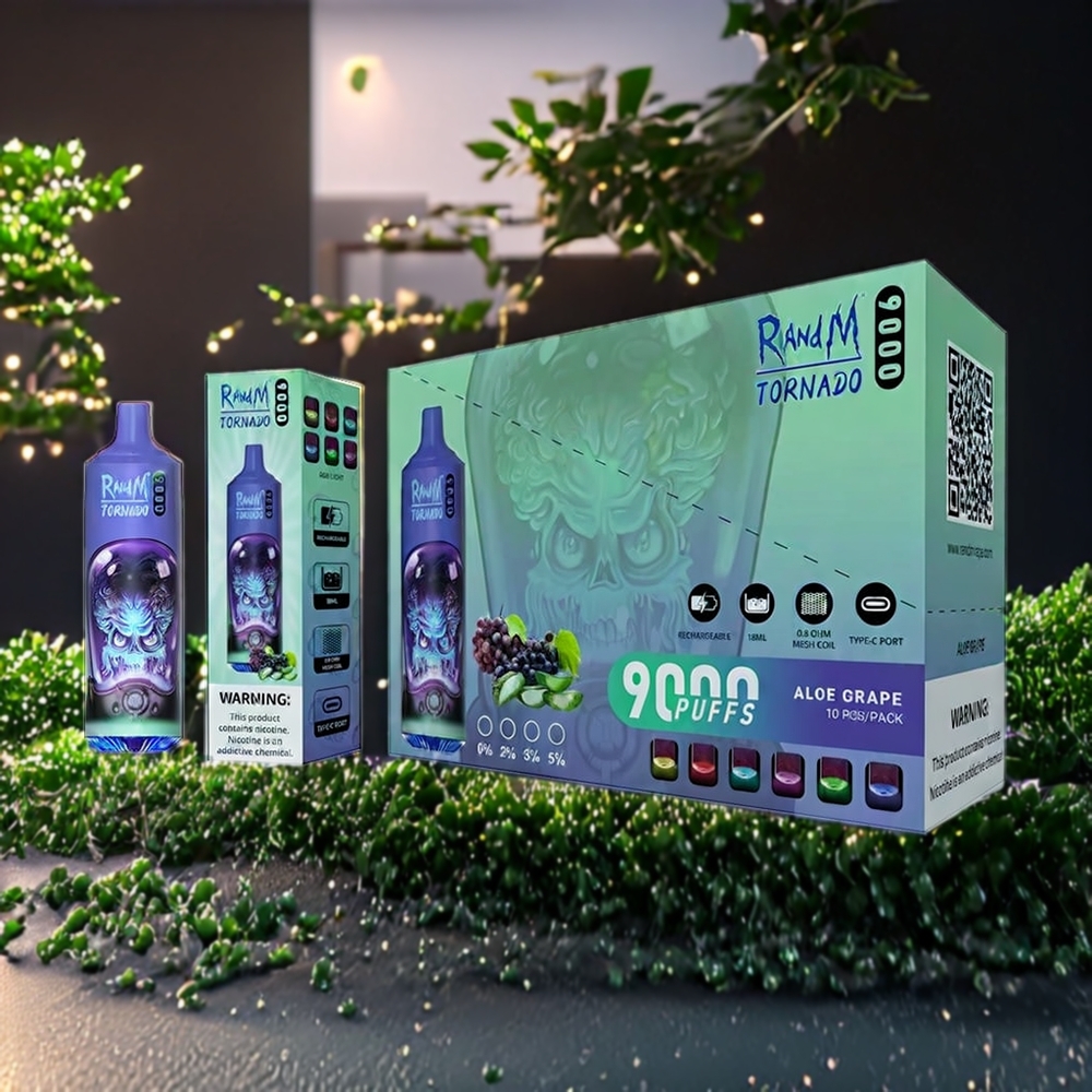 Fumot RandM Tornado 9000 Puffs Belgique Grossiste Aloe Grape 54 Saveurs 18mL 850mAh