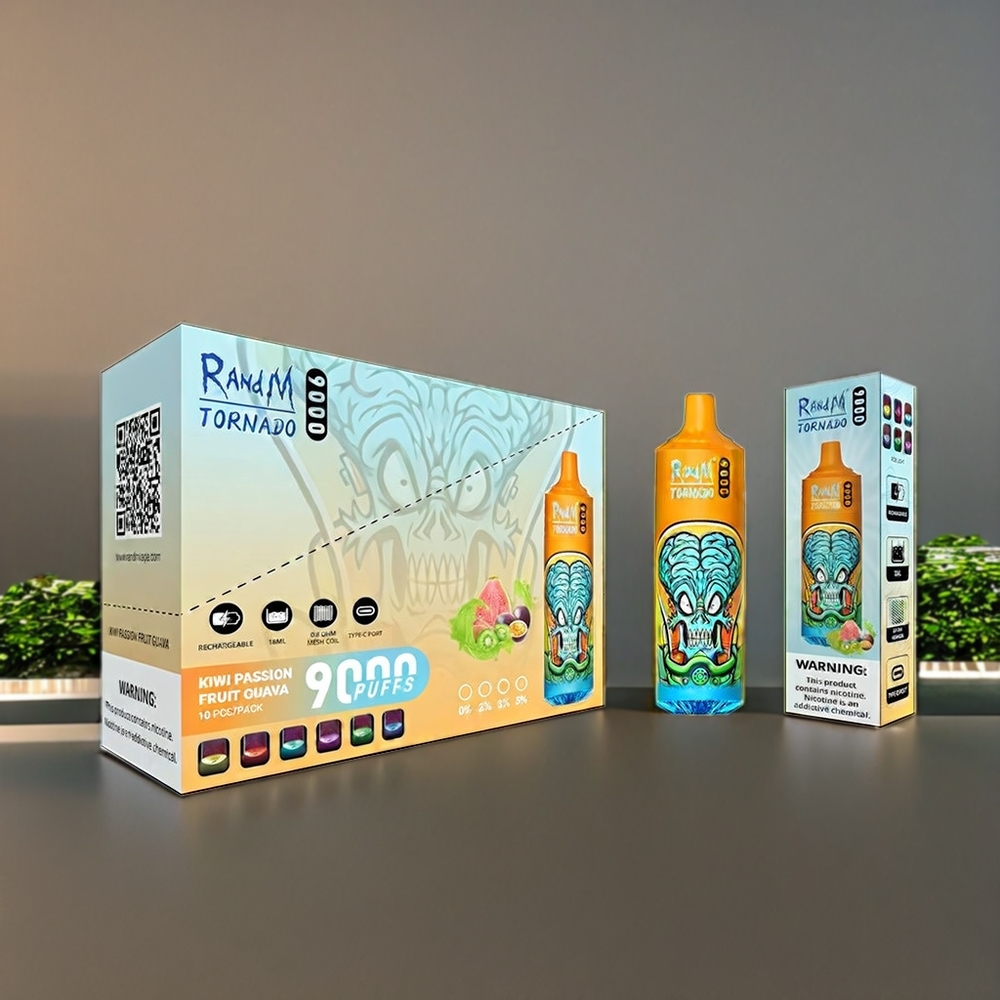 Fumot RandM Tornado 9000 Puffs Belgique Grossiste Kiwi Fruit de la Passion Goyave 850mAh 18mL