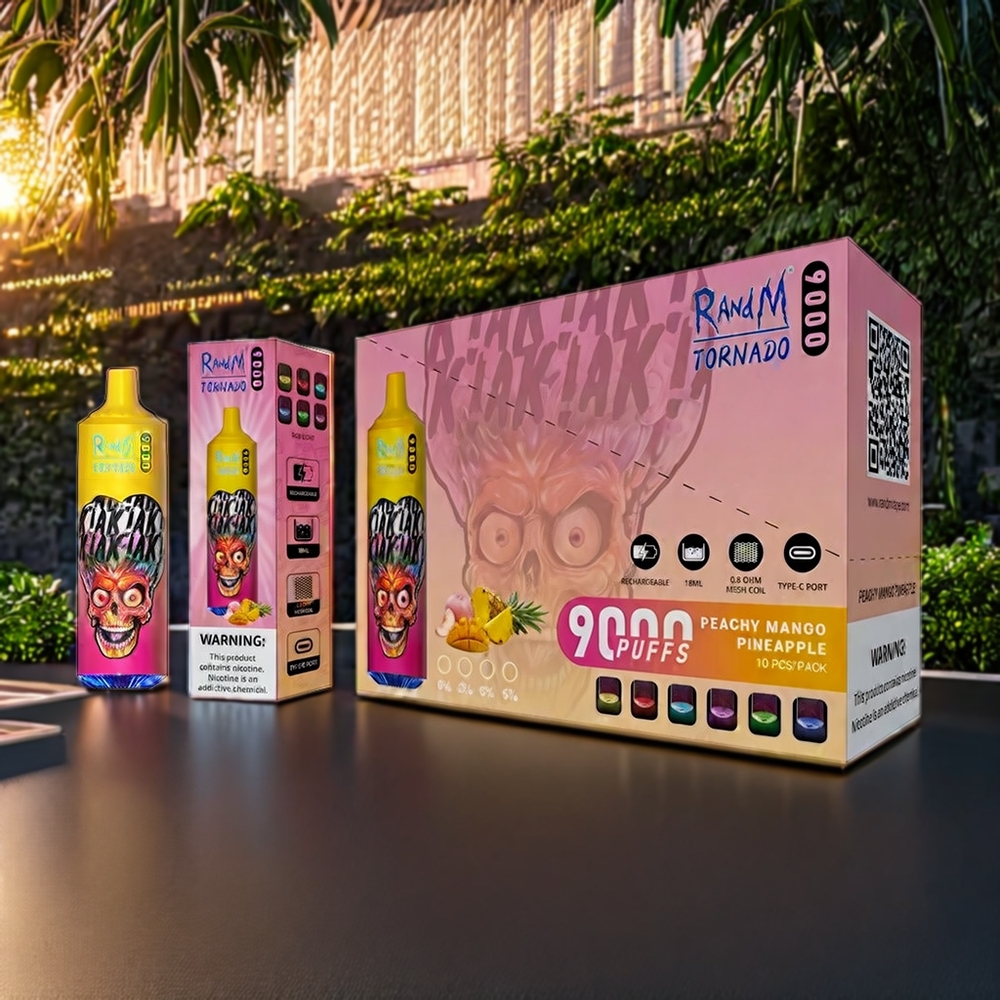 Fumot RandM Tornado 9000 Puffs Belgique Grossiste Pêche Mangue Ananas 18mL 850mAh