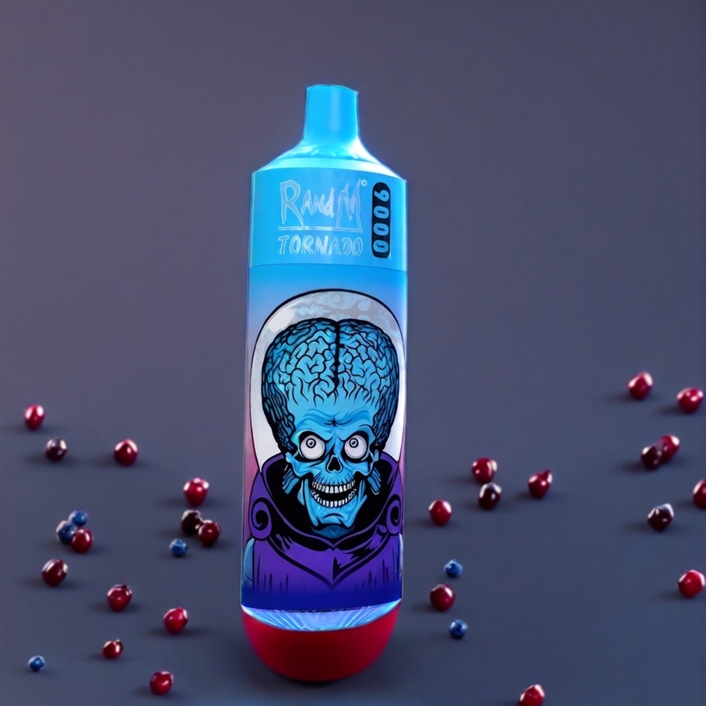 Fumot RandM Tornado 9000 Puffs Belgique Grossiste avec 18 mL et Affichage RGB - Myrtille Cerise Cranberry