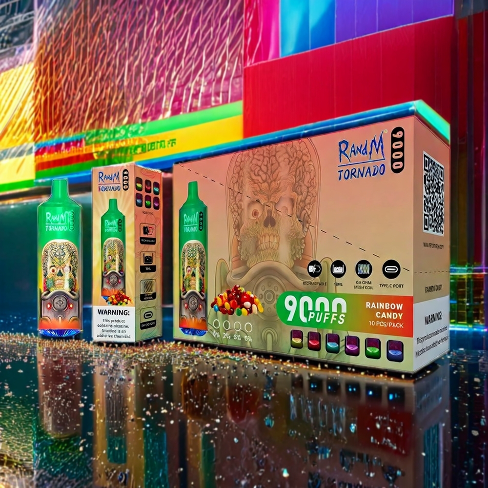 Fumot Randm Tornado 9000 Puffs Belgique Grossiste 18 mL 850 mAh Bonbon Arc-en-Ciel Vape