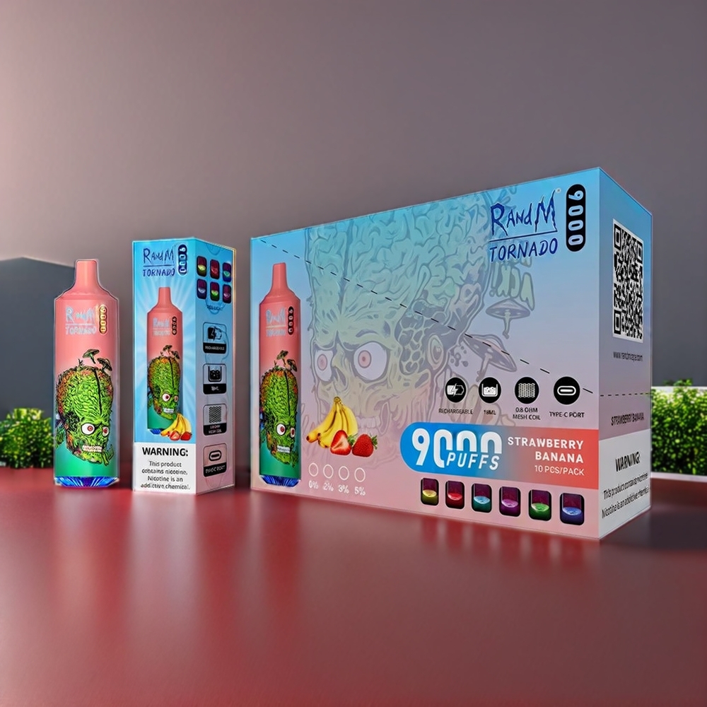 Fumot Randm Tornado 9000 Puffs Belgique Grossiste 850 mAh 18 mL Fraise Banane