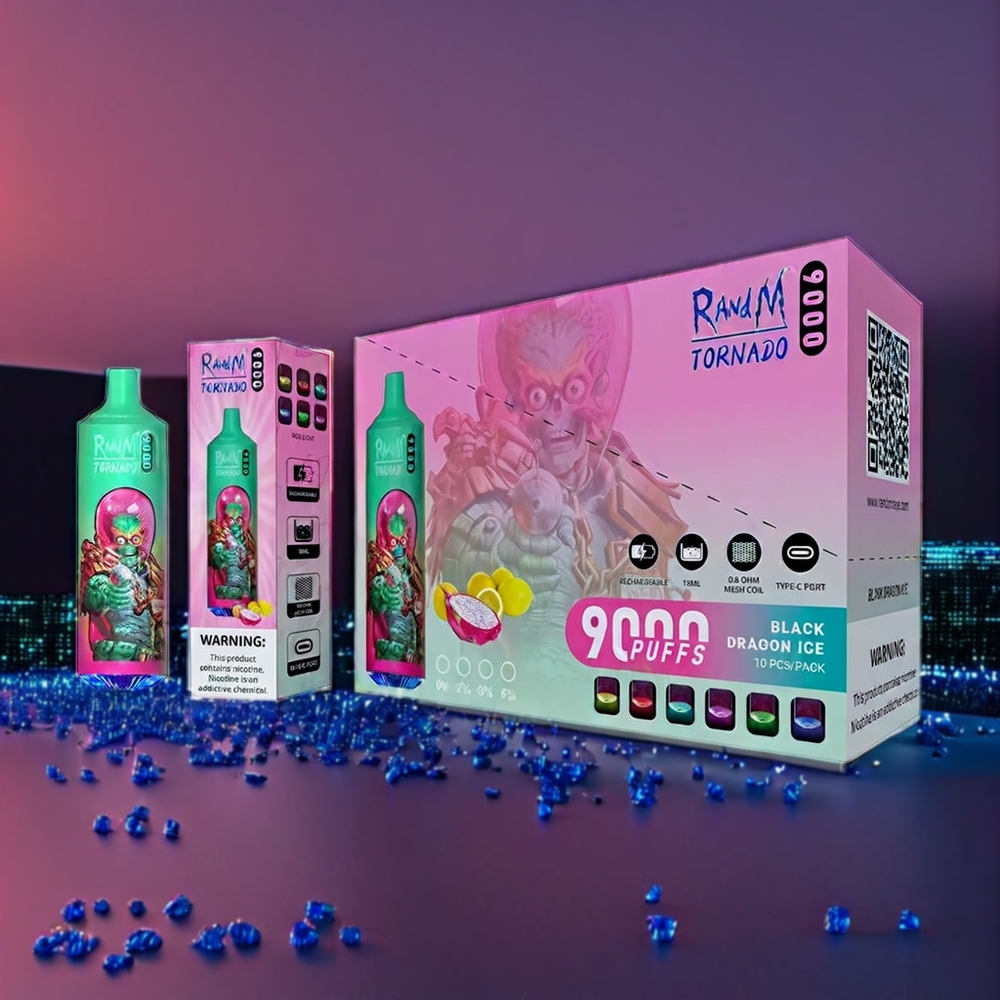Fumot Randm Tornado 9000 Puffs Belgique Grossiste Vape Myrtille Bleue Razz Kush 18mL 850mAh