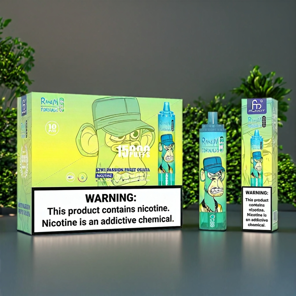 Fumot Randm Tornado Belgique Grossiste 15000 Puffs 25ml Vape Kiwi Fruit de la Passion Goyave