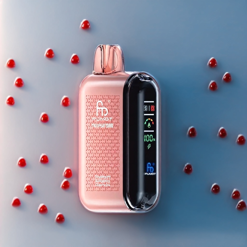 Fumot Tornado 20000 Puffs Belgique Grossiste 20ml Fraise Framboise Cerise Glacée avec Dual Mesh Coil et Smart Display