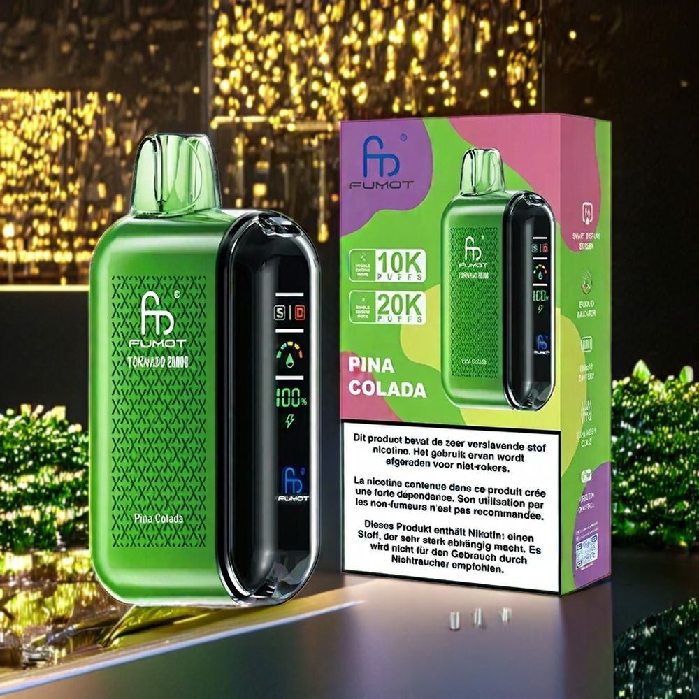 Fumot Tornado 20000 Puffs Belgique Grossiste Double Mesh  Smart Display Pina Colada