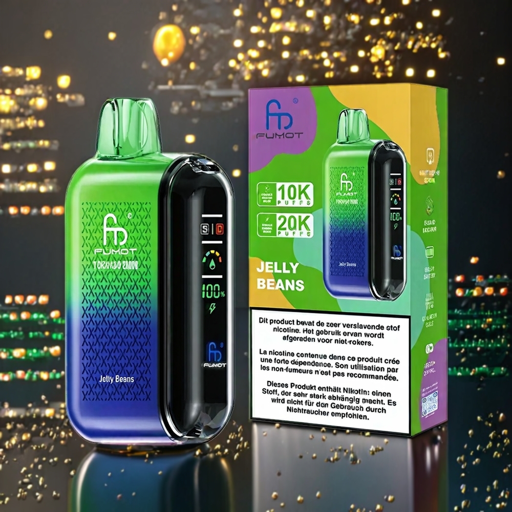 Fumot Tornado 20000 Puffs Belgique Grossiste Jelly Beans avec Réservoir 20ml et Batterie 850mAh