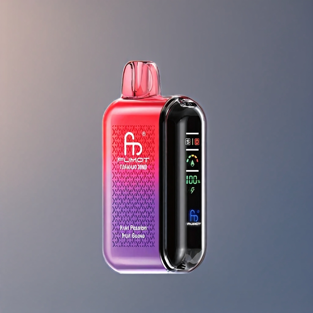 Fumot Tornado 20000 Puffs Belgique Grossiste Kiwi Fruit de la Passion Goyave avec Dual Mesh Coil et Affichage Intelligent