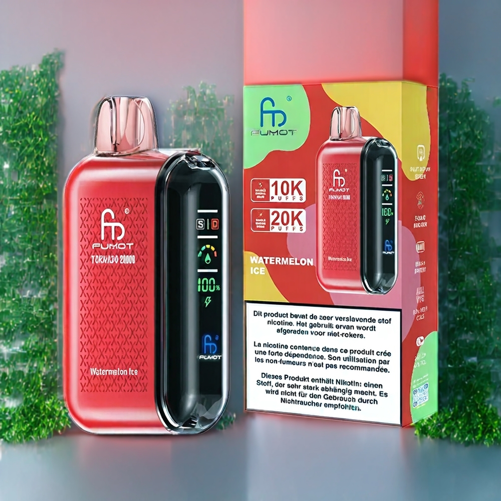 Fumot Tornado 20000 Puffs Belgique Grossiste Pastèque Glacée avec Dual Mesh Coil et Smart Display