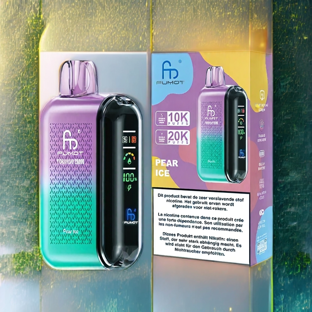 Fumot Tornado 20000 Puffs Belgique Grossiste Poire Glacée avec Dual Mesh Coil et Smart Display