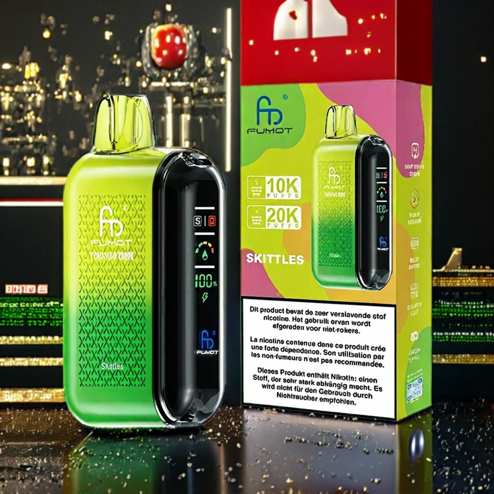 Fumot Tornado 20000 Puffs Vape Skittles Belgique Grossiste avec Dual Mesh Coil et 850mAh Batterie Rechargeable