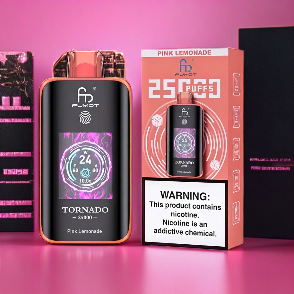 Fumot Tornado 25000 Puffs Belgique Grossiste 700mAh 20ml E-liquide Citronade Rose