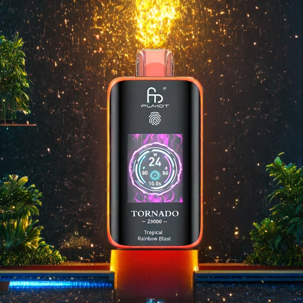 Fumot Tornado 25000 Puffs Belgique Grossiste 700mAh Écran HD Arc-en-Ciel Tropical