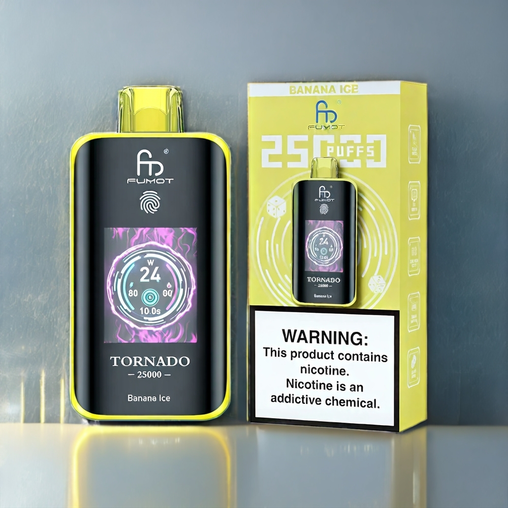 Fumot Tornado 25000 Puffs Belgique Grossiste Banane Glacée avec Écran HD et Batterie 700mAh Rechargeable