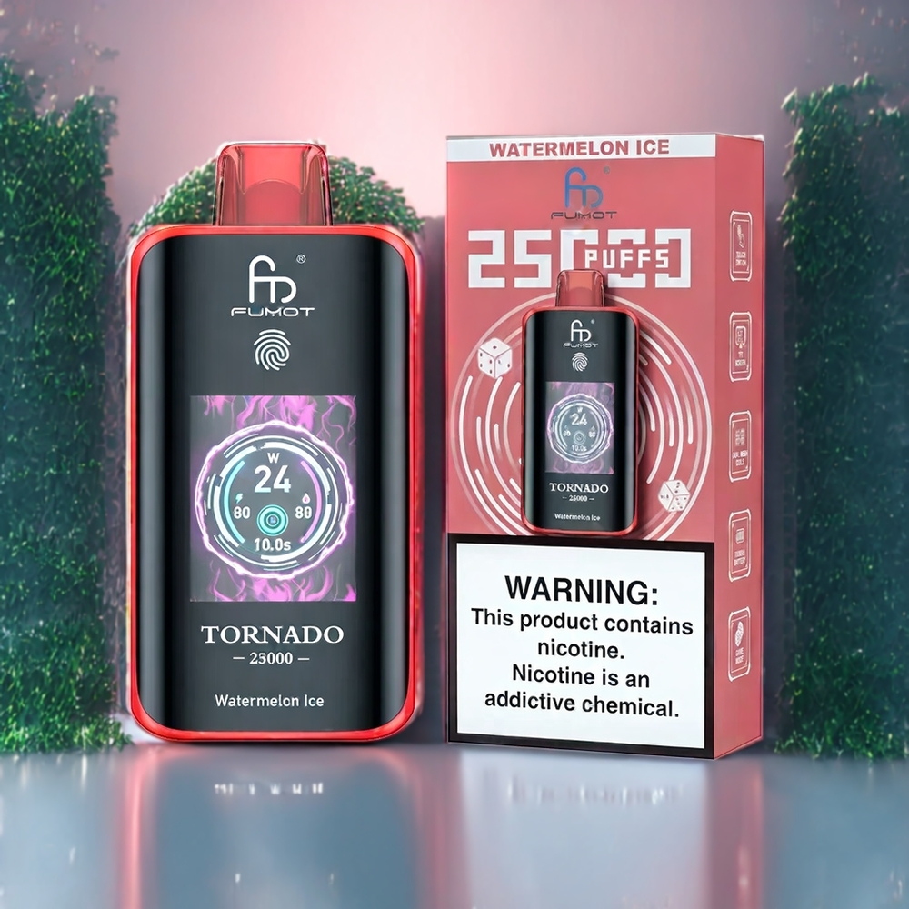 Fumot Tornado 25000 Puffs Belgique Grossiste HD Screen 700mAh Rechargeable E-liquide Pastèque Glacée