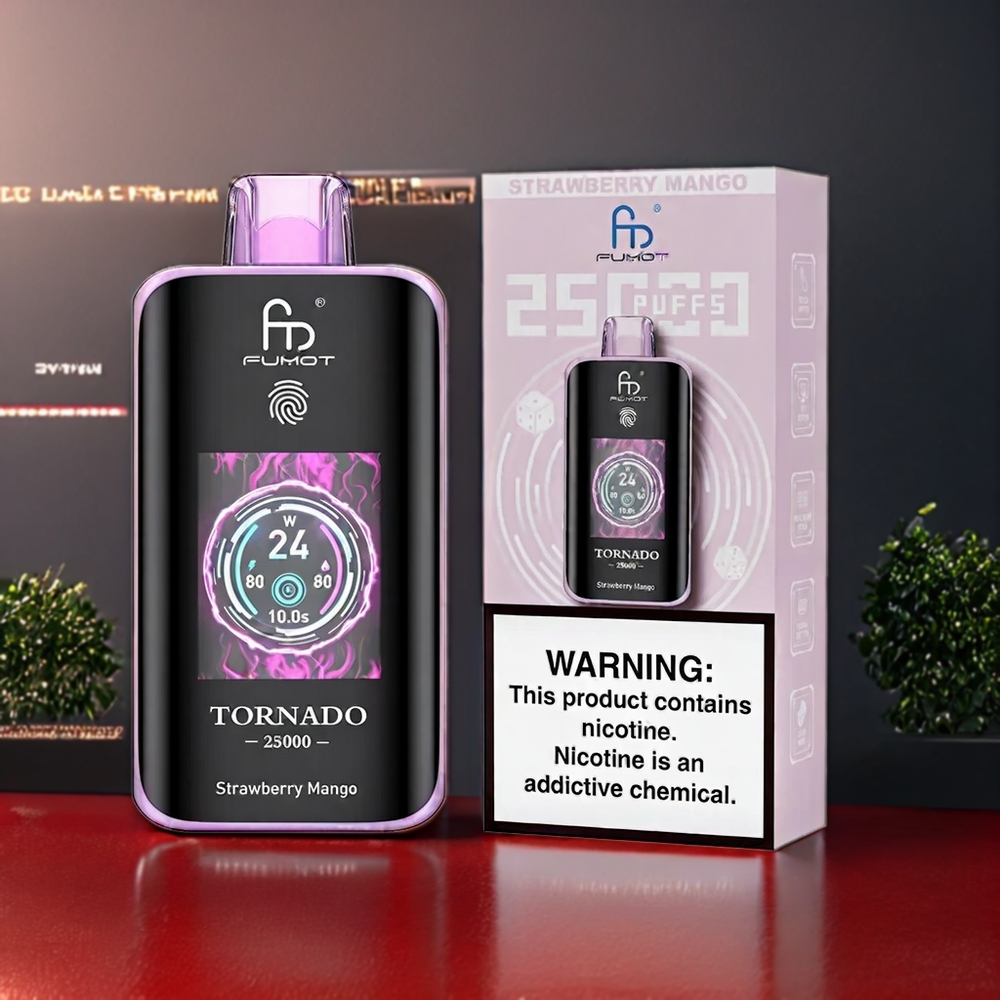 Fumot Tornado 25000 Puffs Belgique Grossiste Écran HD 20ml Pré-remplie Fraise Mangue