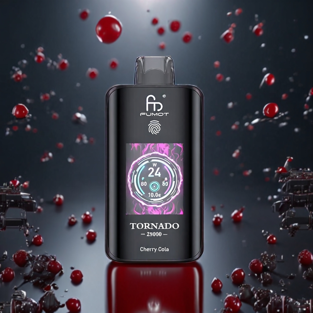 Fumot Tornado 25000 Puffs Vape Cerise Cola Belgique Grossiste avec Écran HD et 700mAh Batterie Rechargeable