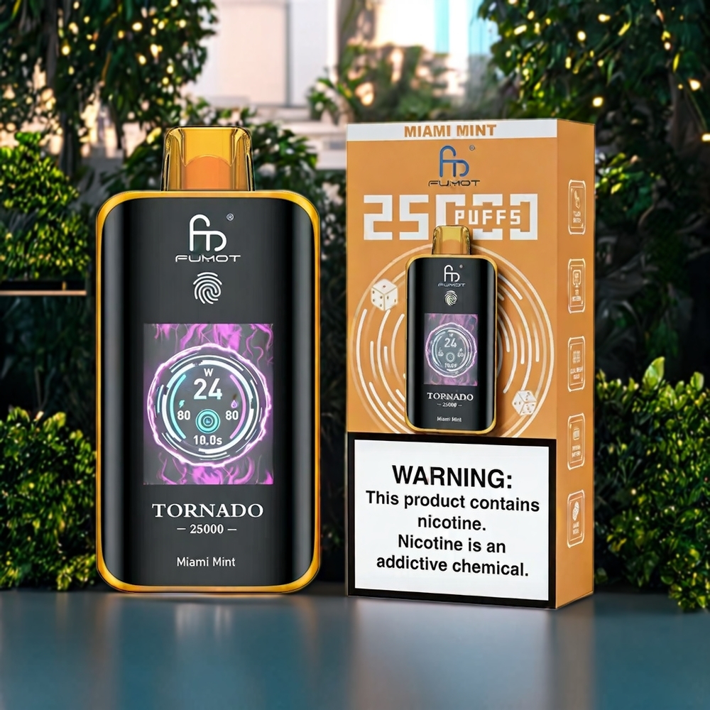 Fumot Tornado 25000 Puffs Vape Menthe de Miami Belgique Grossiste 20ml Écran HD 700mAh