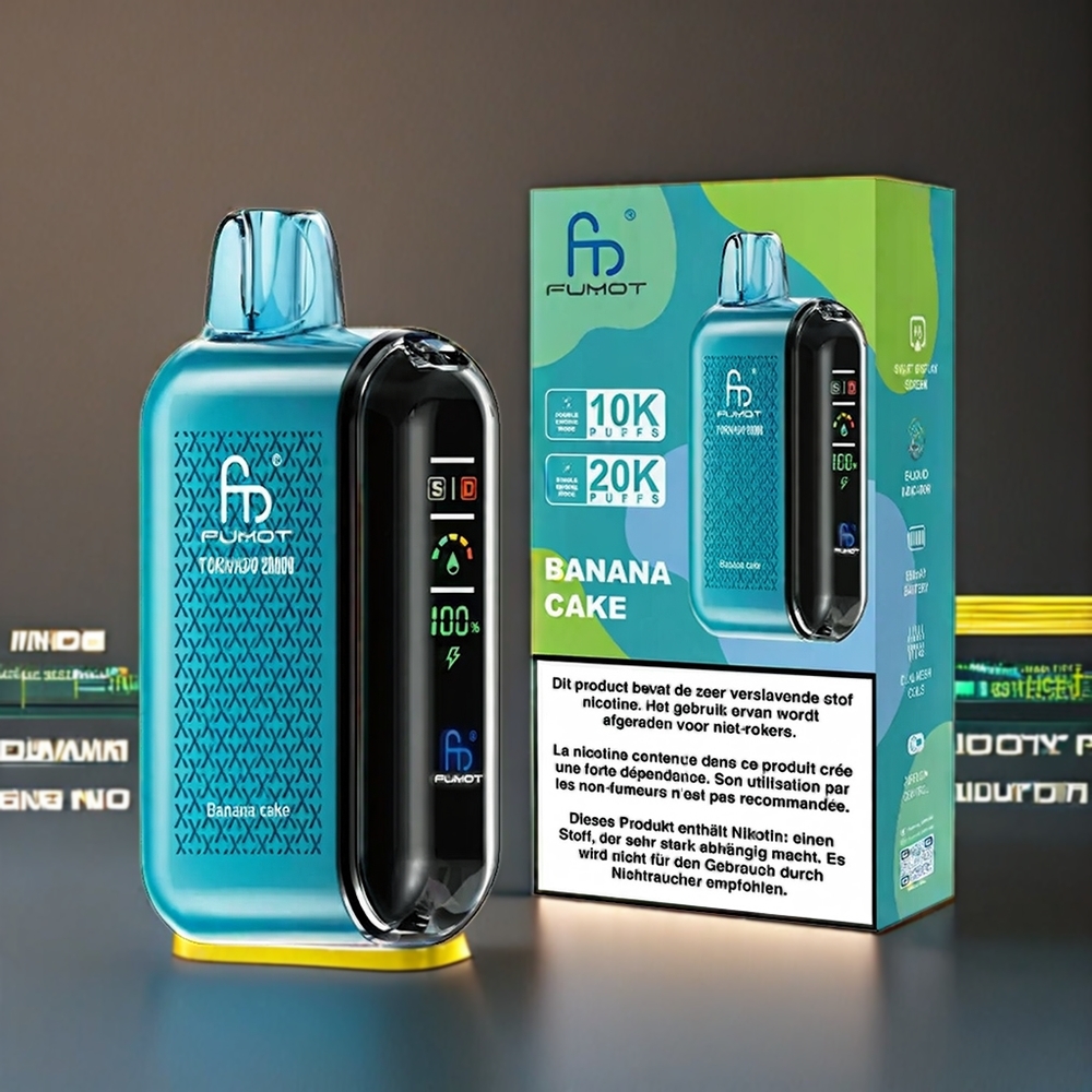 Fumot Tornado Belgique Grossiste 20000 Puffs Dual Mesh Coil Gâteau à la Banane