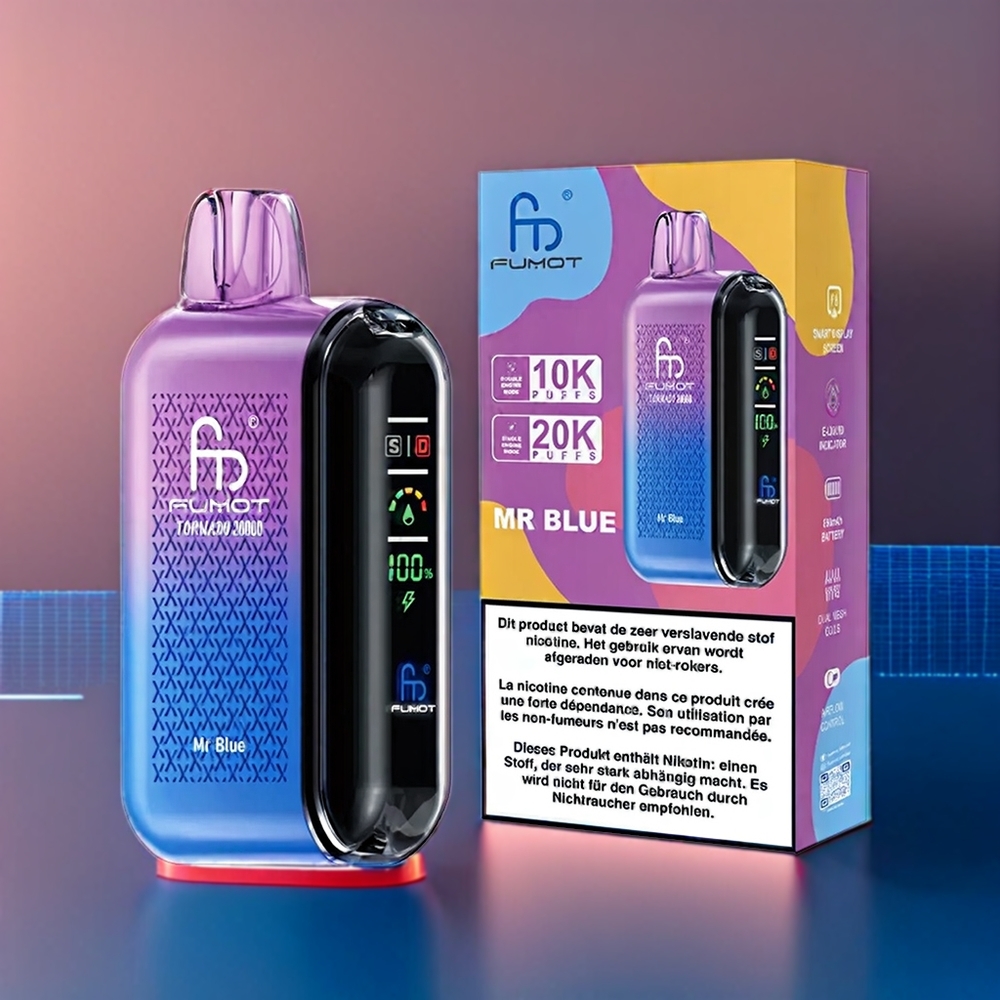 Fumot Tornado Belgique Grossiste 20000 Puffs Dual Mesh Coil Vape Monsieur Bleu