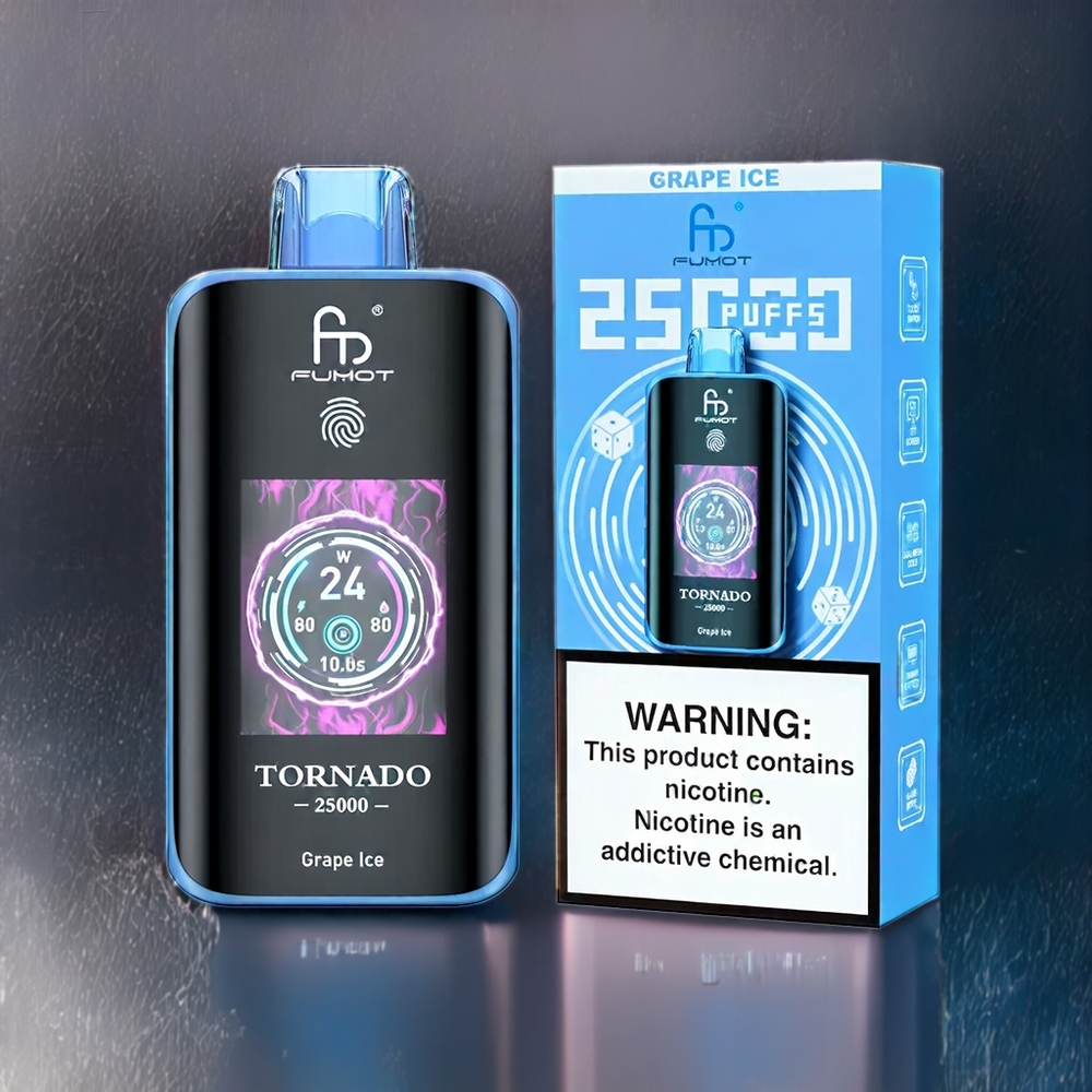 Fumot Tornado Belgique Grossiste 25000 Puffs Glace Raisin avec 700mAh et 20ml E-liquide