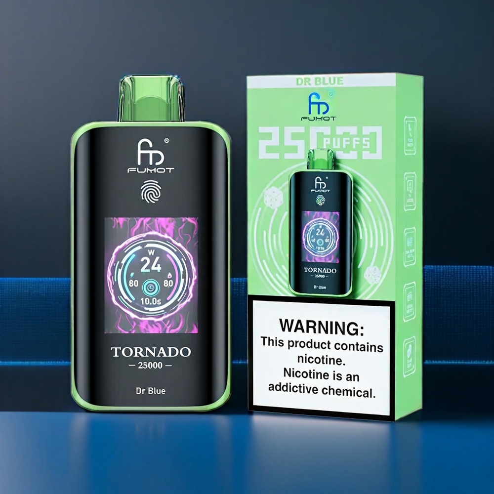 Fumot Tornado Belgique Grossiste 25000 Puffs Écran HD et 700mAh Dr Bleu