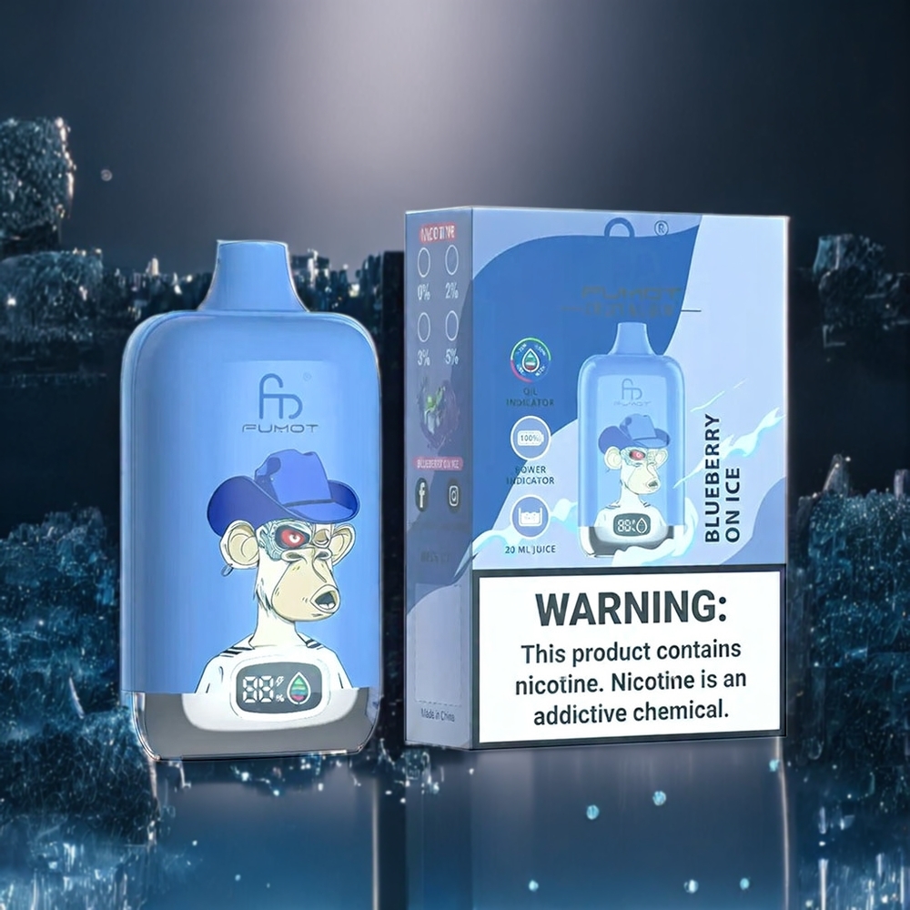Fumot Tornado Belgique Grossiste Boîte Numérique 12000 Puffs 67g Type-C Myrtille Sur Glace