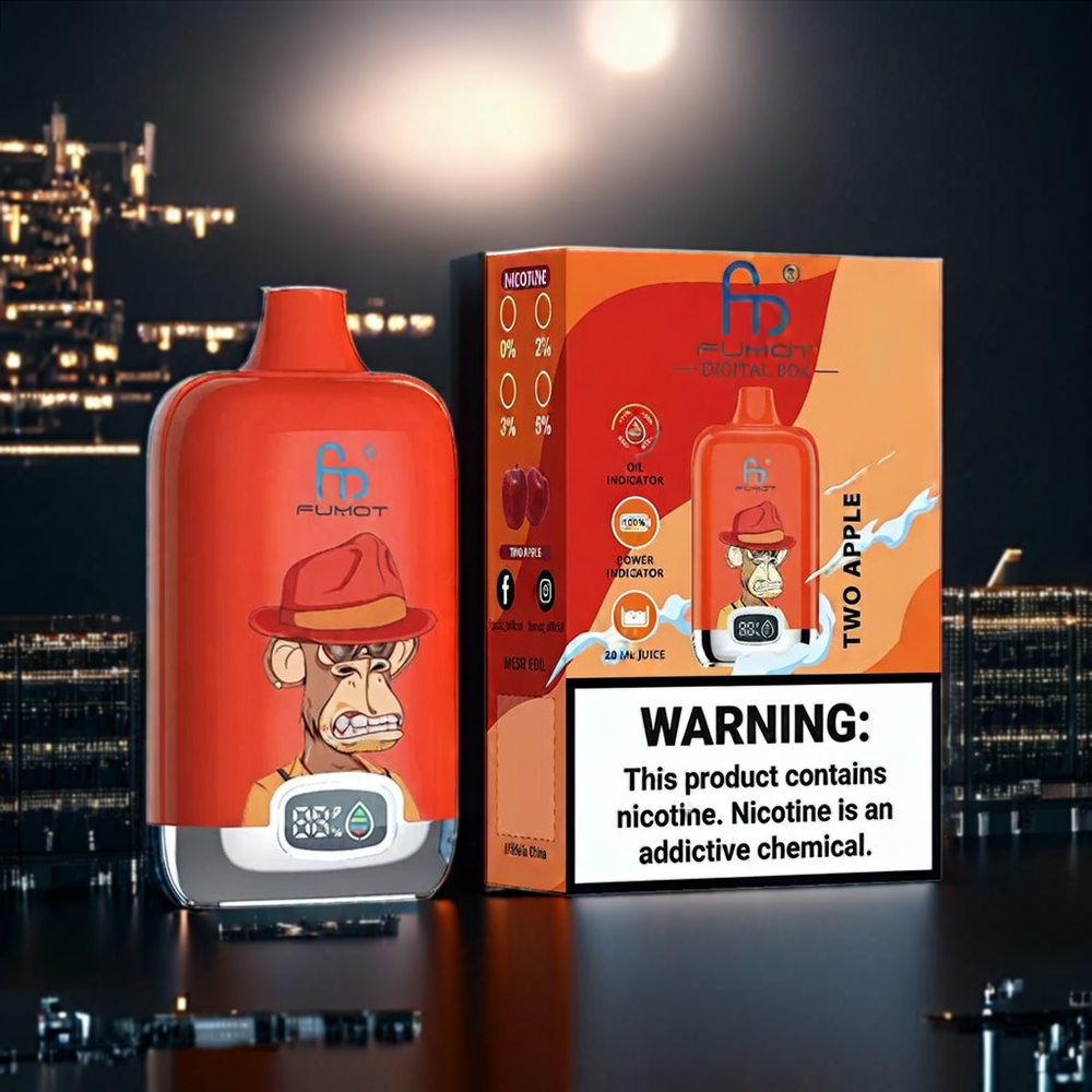 Fumot Tornado Digital Box 12000 Puffs Belgique Grossiste Deux Pommes 20ml 550mAh Type-C