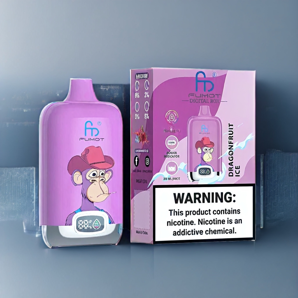 Fumot Tornado Digital Box 12000 Puffs Belgique Grossiste Ice Fruit du Dragon avec 20ml E-Liquid et Type-C Charging MT